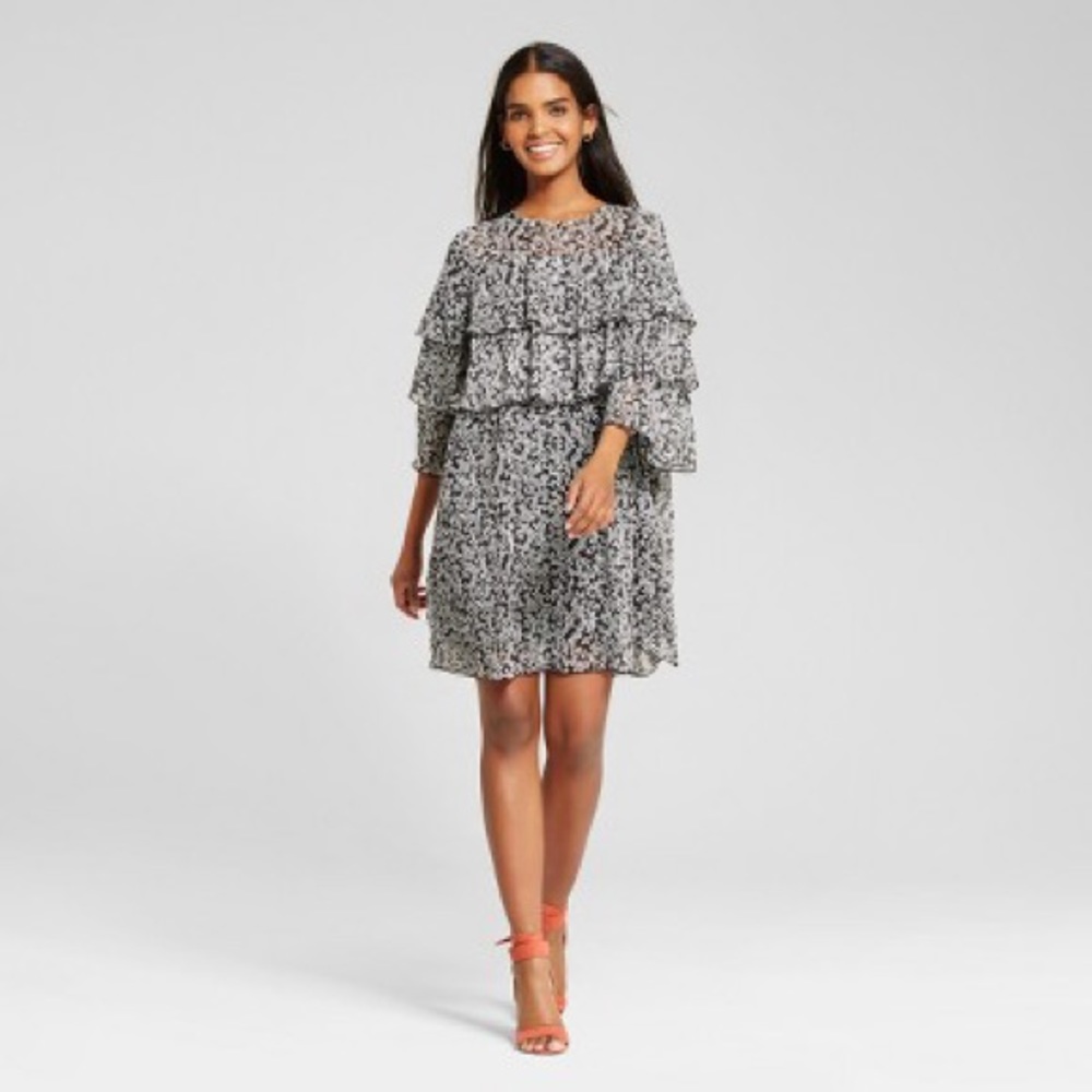 Who What Wear Layered Ruffle Mini Dress